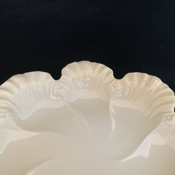 Lenox Scalloped Shell Cabbage Leaf Shallow Serving Bowl 10.5" Vintage Ivory - Picture 4 of 7